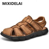 New Summer Genuine Leather Mens Sandals Lightweight Mens Shoes Outdoor Comfortable Beach Sandals Fashion Casual Shoes Sneakers