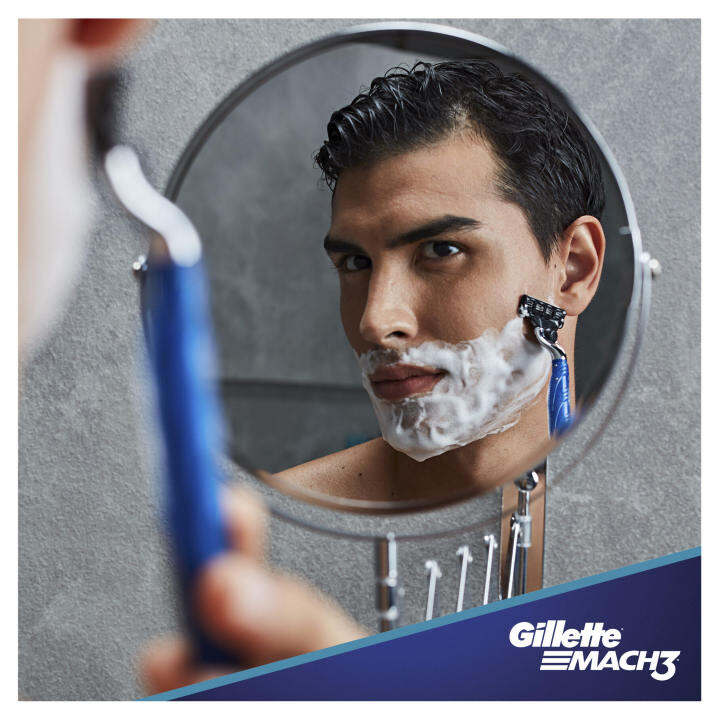 แพ็คคุ้มยิ่งกว่าคุ้ม-มีดโกน-gillette-ยิลเลตต์-มัคทรี-mach3-ด้ามมีดโกนหนวด-พร้อมใบมีด-2-ชิ้น-ใบมีดโกนหนวดสำรองแพ็ค-3-ชิ้น