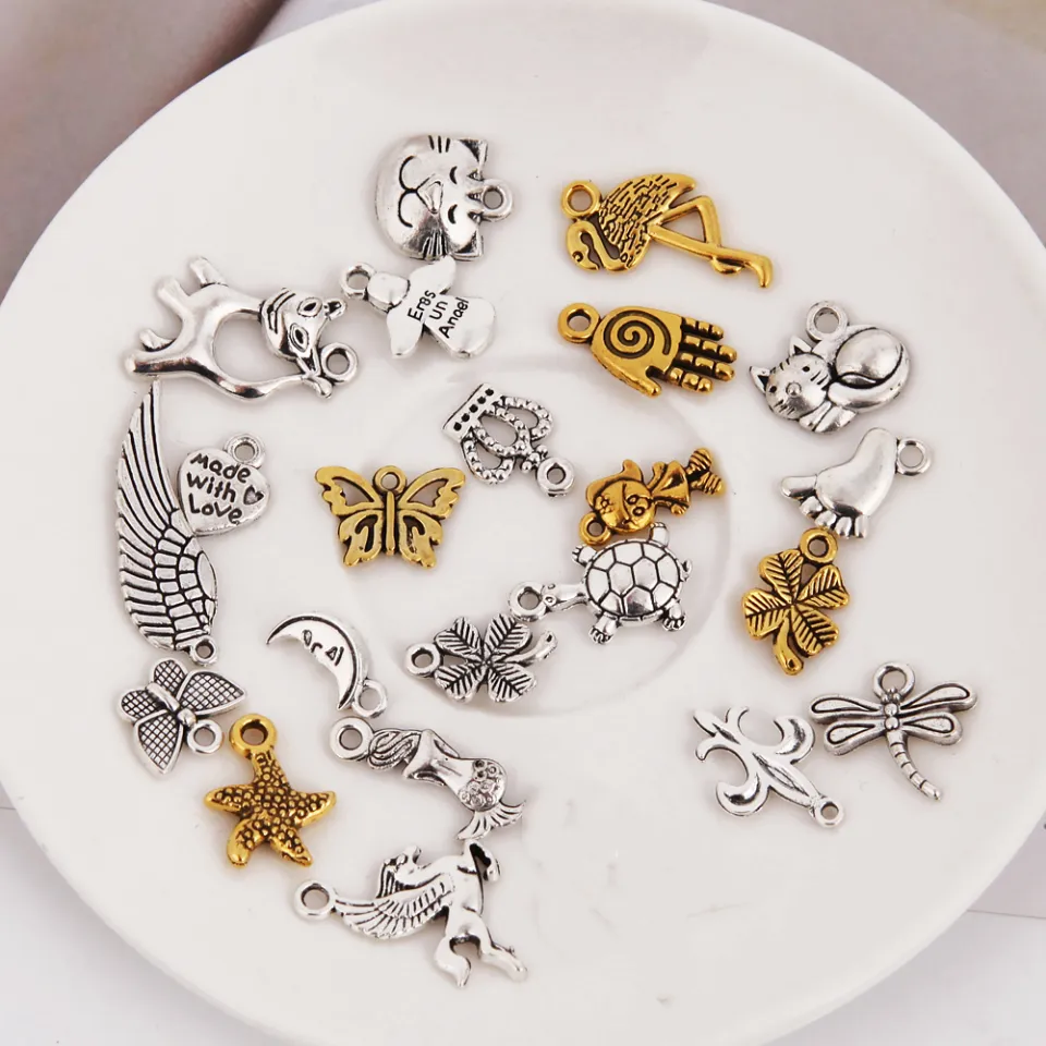 Mix Random Charms For Jewelry Making Tibetan Silver Metal Charms