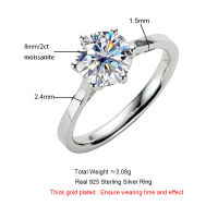 AnuJewel 2กะรัต D สี Moissanite แหวน18พันทองเงินแท้925หมั้นแหวนแต่งงานสำหรับผู้หญิงขายส่ง