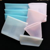 Reusable 100 Platinum Silicone Container storage bag Zip Standing Reusable food container Ziplock Lock Storage Bag with clips