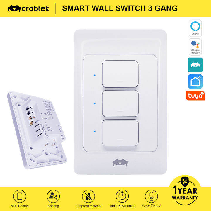 Crabtek Smart WiFi Push Button Mechanical Smart Light Switch No Neutral