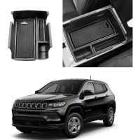 ♗ Center Console Organizer for Jeep Compass 2021 2022 Armrest Secondary Storage Box Insert Tray AccessoriesBlack
