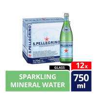 San Pellegrino Sparkling Mineral Water 750 ml glass 12 ขวด ซานเพลลีกรีโน น้ำแร่ธรรมชาติชนิดมีฟอง ขนาด 750 มล.