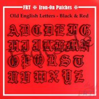 【hot sale】 ♙♞◈ B15 ☸ Old English Letters - Black Red Iron-on Patch ☸ 1Pc Diy Sew on Iron on Badges Patches