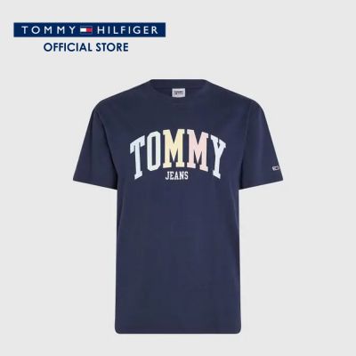 Tommy Hilfiger เสื้อยืดแขนสั้นผู้ชาย รุ่น DM0DM16401 C87 - สีกรมท่า