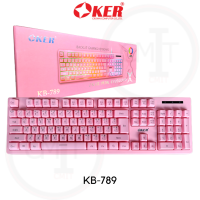 คีย์บอร์ดสาย USB OKER รุ่น KB-789 มีไฟ 7 สี ขณะใช้งาน