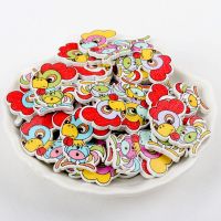 chicken Shaped Wooden Buttons Home Decoration Crafts Scrapbooking 30Pcs 2 Holes Mixed Colors 23x30mm Haberdashery