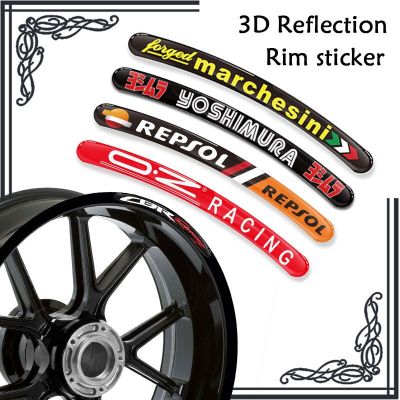 3D Gel Motorcycle Wheel Hub Sticker Decal Reflective Rim Stripe Tape For Honda REPSOL Benelli GSXR aprilia Ducati Marchesini OZ Wall Stickers Decals