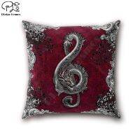 （ALL IN STOCK XZX）Gothic dragon throw pillow decoration accent pad, Gothic home decoration, music selection room decoration   (Double sided printing with free customization of patterns)