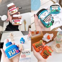 [SOSO 3C accessories] 3D Ben Jerry Nutella ช็อคโกแลตหูฟังกรณีสำหรับ AirPods 1 2 3 Pro ซิลิโคนอ่อนนุ่มไร้สายบลูทูธชาร์จกล่องปกป้อง Cove