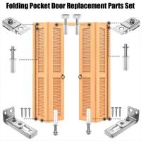 1 Set Smooth Wear-resistant Bi-fold Door Kit Spring Top Bottom Pivots Bracket Guide Wheel Kit Prevent Sliding Blocked Door Hardware  Locks