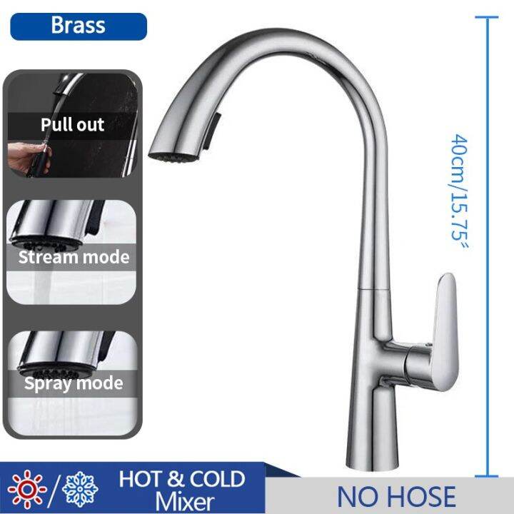 Brushed Nickel Kitchen Sink Faucet Mixer With PullDown Sprayer Single
