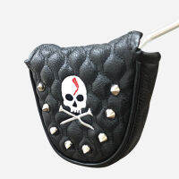 Korean Style Banyuan Skull Head Golf Push Rod Case Pu Waterproof Magnet Closed Protective Cover Sleeve Rivet Cue Cover