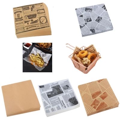 100Pcs Wax Paper Oilpaper Food Wrappers Paper For Bread Burger Fries Basket Nonstick Wax Paper Tray Baking Mat Kitchen Tool