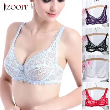 FallSweet Full Coverage Bras For Women Sexy Lace Brassiere Thin Cup  Minimizer Underwear Wireless Lingerie 36-44 B C D