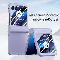 คลุมทั้งหมด360 ° Moto Razr 40เคสฝาครอบป้องกันแบบเรียบง่ายสำหรับ2023 Moto Razr เคสพร้อมฟิล์มป้องกันหน้าจอแบบพิเศษสีทึบ