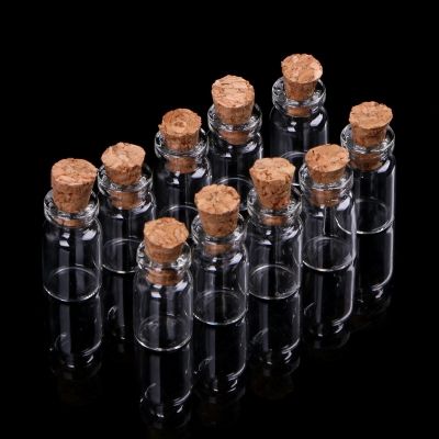 10pcs Mini Glass Wish Bottle Vial with Cork Stopper Storage Pendant 0.5/1/2/20mL Dropshipping