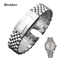 20 21mm Solid Stainless Steel Bracelet Men Luxury Watch Band for Rolex Oyster Perpetual Datejust DAYTONA SUBMARINER Silver Strap