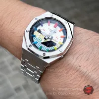 G-Shock White Casioak Rainbow Music Dial Silver Metal