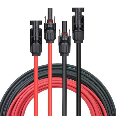 1Set Solar Extension Cable Wire Black + Red 12AWG(4mm2) with Female and Male Solar Connector Solar Panel Extension Cable Red&amp;Black Solar Cable
