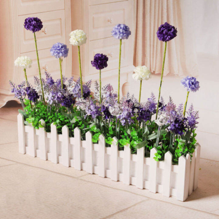 Pagar Kayu Persegi Panjang dengan Busa, Keranjang Bunga Pot untuk