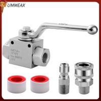 UMMEAX เหล็กไร้สนิม ชุดวาล์ววงแหวน เงินสีเงิน 3/8 บอลวาล์วปิด แรงดันสูงมาก 4500 PSI บอลวาล์วเชื่อมต่ออย่างรวดเร็ว แก๊สน้ำมันน้ำ