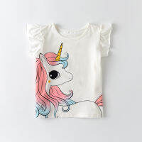 Bear Leader Baby Girl Unicorn T-shirt Summer Rainbow Pattern Childrens Shirts