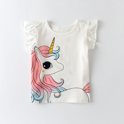 Bear Leader Baby Girl Unicorn T-shirt Summer Rainbow Pattern Childrens Shirts