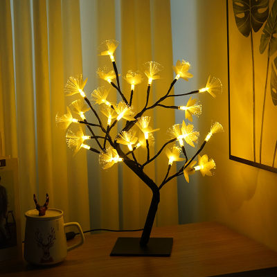 2448 LED Sakura Rose Night Light USB Powered Copper Wire Garland Lamp Home Decoration Atmosphere Light Kid Bedroom Fairy Lights
