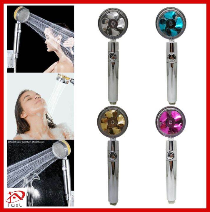 TwoL Handheld Turbo Fan High Pressure Shower Head with Filter, Turbo Spa Shower Head with Stop