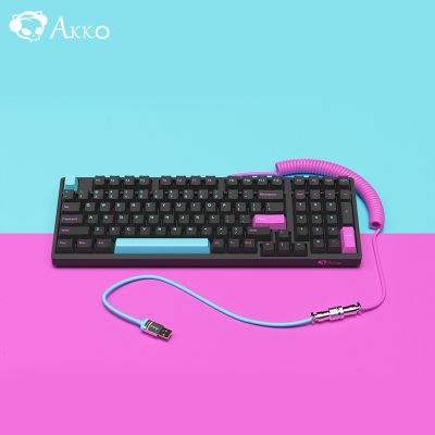 AKKO Matcha Middle Night Customized DIY Detachable Coiled Cable For Mechanical Keyboard Type-C to USB Connector