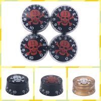 HR-4 Pcs Acrylic Guitar Bass Knobs Skull Volume Tone Speed Control Knob Turn Buttons for LP SG EPI Gison Style Electric Guitar