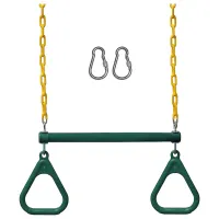 Swing Sets for Backyard-Set Includes 18Inch Trapeze Swing Bar &amp; 48Inch Heavy Duty Chain with Locking Carabiners (Green)