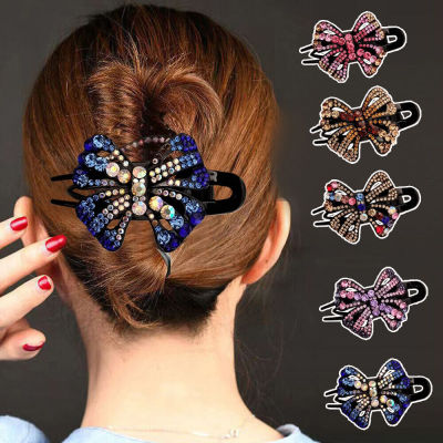 Elegant Lady Hair Claw Bow Tie Hair Accessory Hair Clips For Thick Hair Rhinestone Hairpin Clips For Hair Hair Clip With Bowknot Claw Clips Hair Clips For Women Claw Clips For Thick Hair