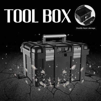 Double-Layers Large Tool Box Increase In Height Suitcases Heavy Duty Tool Box Hardware Parts Box With Tool Tray Professional ToolBox For Home Garage Workshop