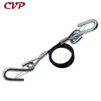 CVP Black Vinyl Coated Trailer Hitch Cable Self-coiling Spring Safety Chain With S Hook UTV Parts Camper Caravan  Accessories Trailer Accessories