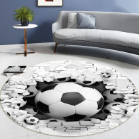 Round Car Living Room 3D Printed Anti-Slip Football Car Children Bedroom Rug Computer Chair Pad Soccer Mat Home Decoration