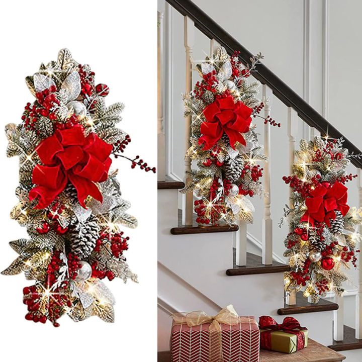 COD Cordless Prelit Christmas Swag Teardrop Swag Wreath Stair Swag Door ...