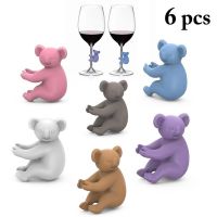 【LZ】❖  6 pçs/lote copo de vinho encantos koala animal silicone copo de vinho marcadores reutilizáveis beber garrafa copo identificador copo etiquetas tag sinais