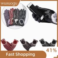 WUSUOGU High Quality Bulb Trendy Soft Leather Women Gloves Winter Gloves Touch Screen Mittens