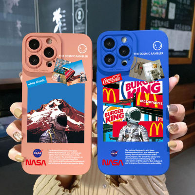 เคสโทรศัพท์สำหรับ Xiaomi Redmi A1 A2 4G Note 9 10 11 12 Pro 5G 9C 10A 10S 11S 12C 12S น่ารัก NASA Graffiti ฝาครอบขอบสี่เหลี่ยมเต็มเลนส์ฝาครอบป้องกัน