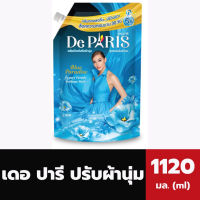 ถุงใหญ่ De Paris น้ำยาปรับผ้านุ่ม สีฟ้า 1120 มล. เดอ ปารี Softener สูตรเข้มข้น(0472)