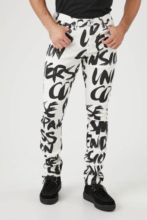 Forever 21 Men s Graffiti Print Skinny Jeans Lazada PH