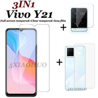 3IN1สำหรับ Vivo Y21หน้าจอป้องกันฟิล์มแก้วโปร่งใส Vivo Y12S 2021 Y12i กระจกนิรภัยป้องกันหน้าจอฟิล์ม