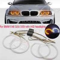 SMD ผ้าฝ้ายแสง LED นางฟ้าตาสีขาวและสีเหลือง DRL ชุดสำหรับ BMW E46 325i 325xi 330i 330xi กับ HID ไฟหน้า1999 2000-2005