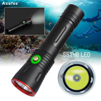 Asafee 2000LM DA11 SST40 LED ultra bright Powerful light Dive flashlight Scuba 5 gear switch using 21700 rechargeable battery IPX8 Waterproof