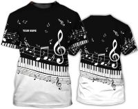 Customizable Mens Womens Music Novelty T Shirt 3D Graphic Piano Keys and Notes Shirt Quote for Musician Pianist