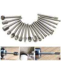 20pcs / Set 3mm Shank HSS Dremel Routing Wood Rotary Milling Rotary File Cutter งานแกะสลักแกะสลักมีดตัด เครื่องมือ