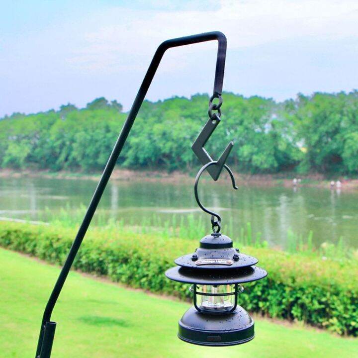 GONGL Portable Hiking Iron Art Shelf Storage Rack Lamp Hanger Lantern